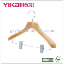 2013 new style wooden coat hanger with metal clips